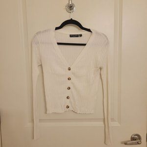 White Button-Up Sweater Cardigan